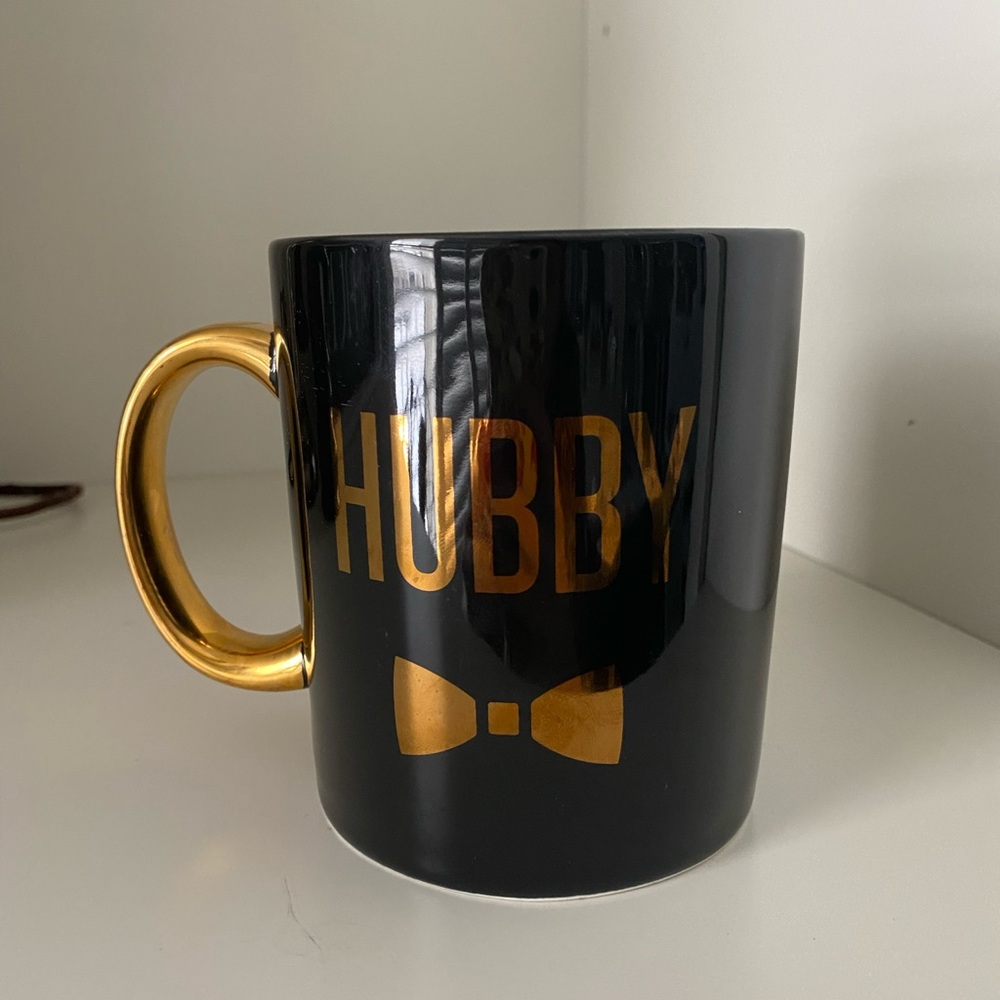 INDIGO Hubby Black Brand Ceramic Mug BRAND NEW Black Gold